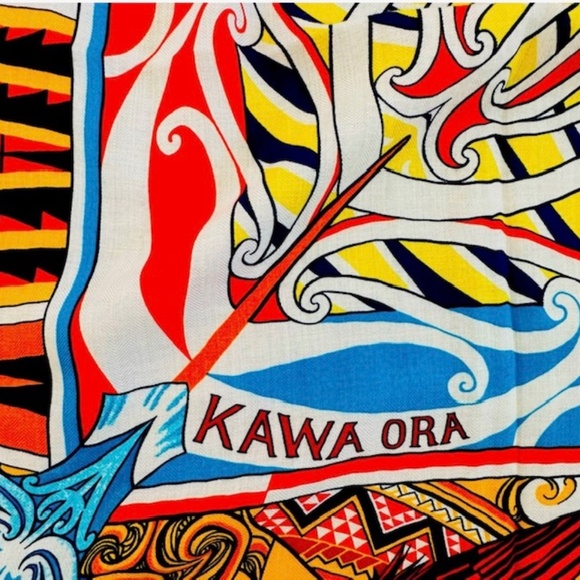NWT HERMES KAWA ORA BY TE RANGITU NETANA 140X140 CASHMERE SILK SHAWL SCARF STOLE - Picture 2 of 15